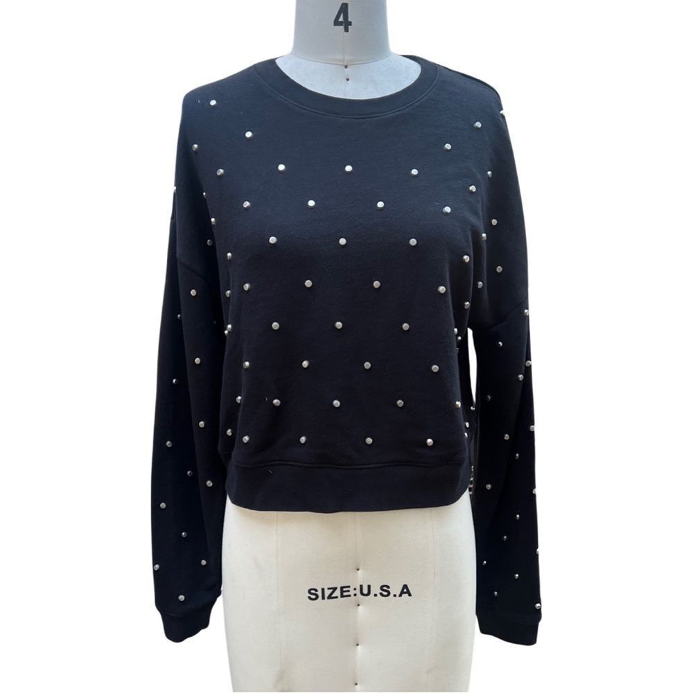 B2 Belle Vere Black Sweater with Pearl Detail size small